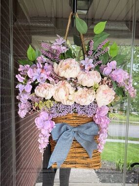 Handcrafted Spring Lavender & Blush Hanging Basket - Home Accents